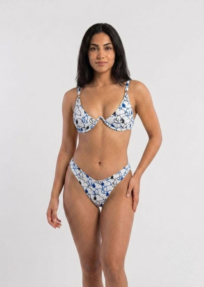 ROMWE Cartoon Print Underwire Bikini Set
