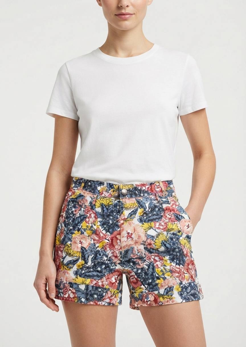 ESMARA Women's Floral Print Cuffed Shorts - Casual Summer Style