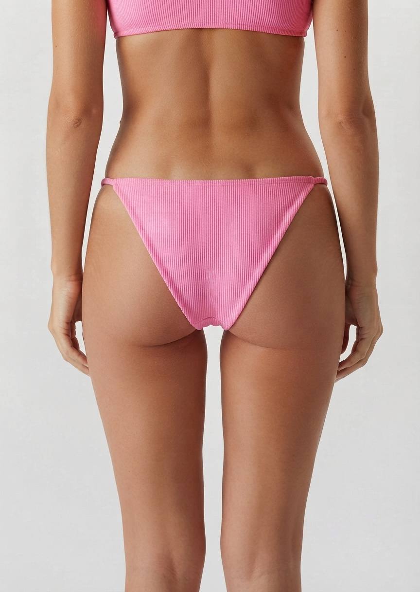 DEFACTO Pink Ribbed Bikini Bottom