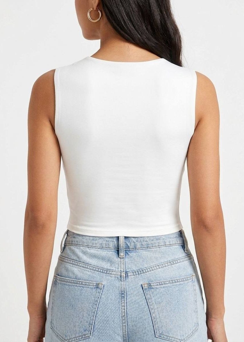 SHEIN Classic Square-Neck Sleeveless Crop Tank Top