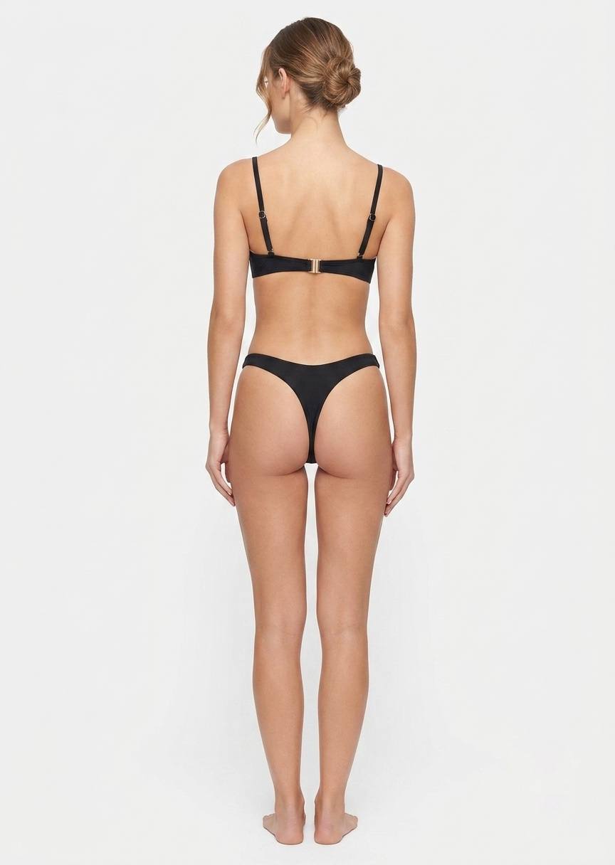 SHEIN Minimalist Black V-Wire Bikini Set