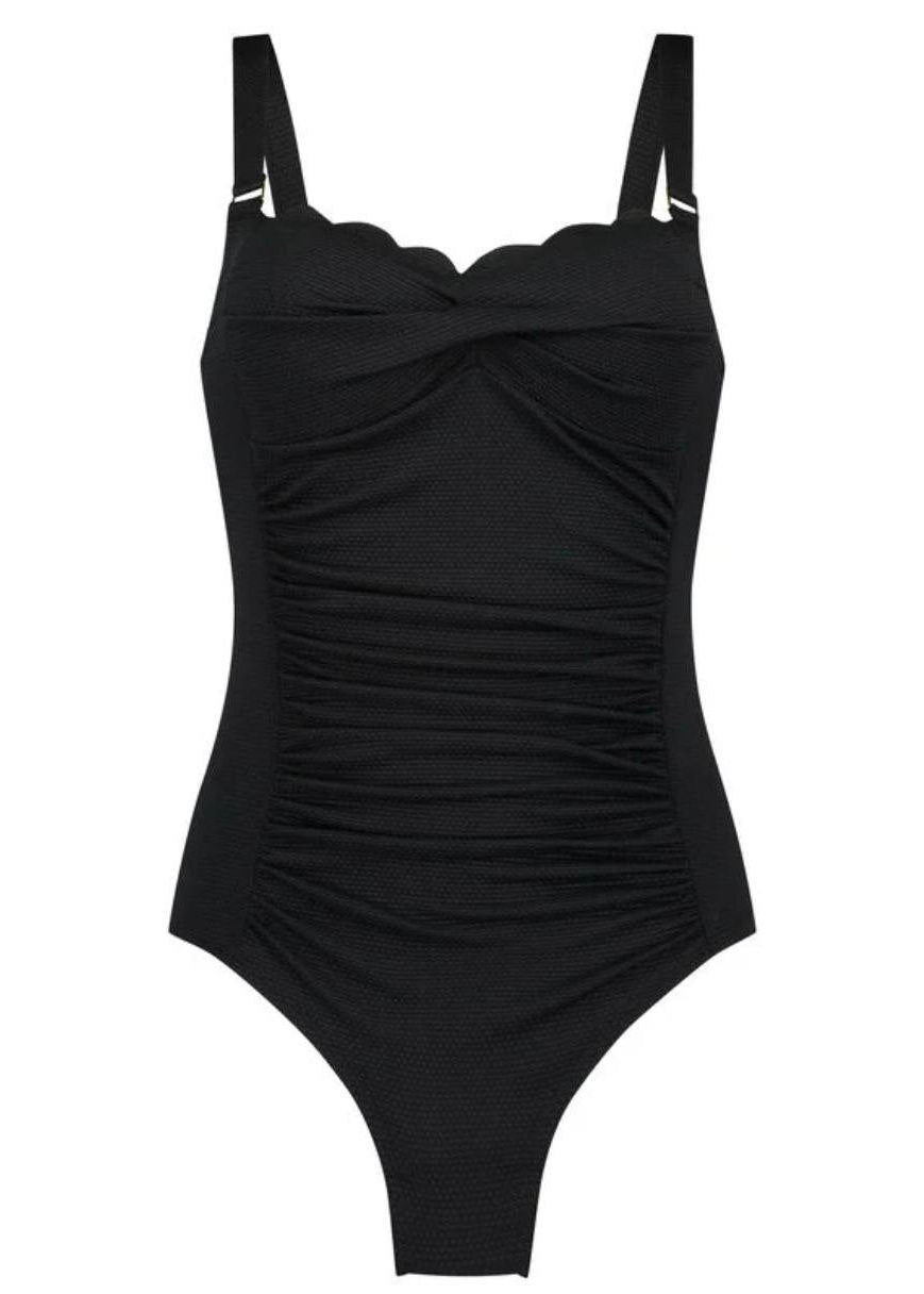 HUNKEMOLLER Textured Scalloped Twist-Front One-Piece Swimsuit