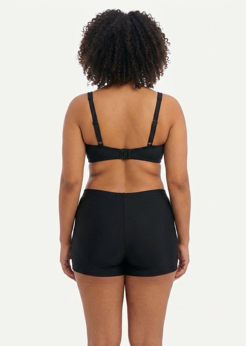 TU BRAND Classic Black High-Waist Short Bikini Set