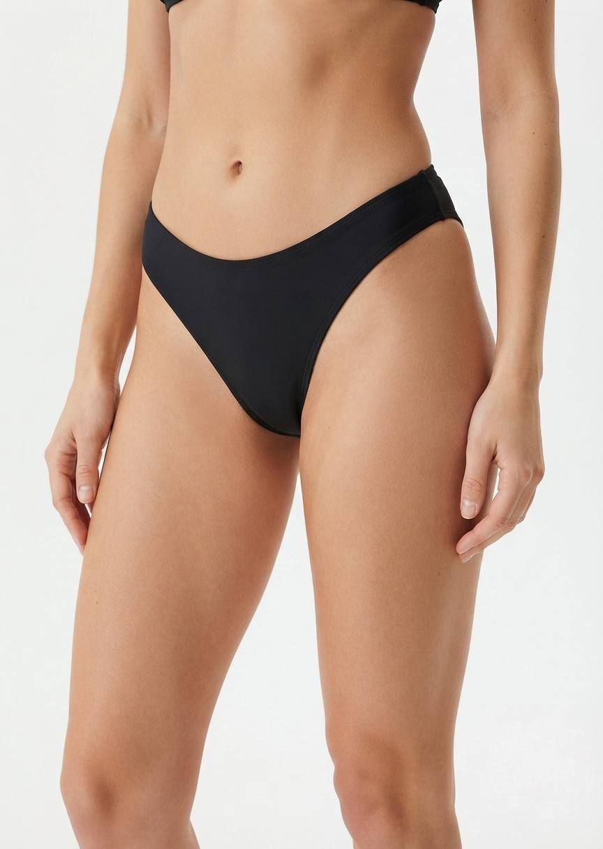 SHEIN Classic Black High-Cut Bikini Bottom