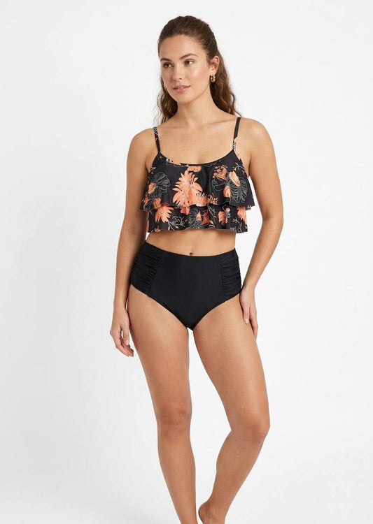 SHEIN Floral Flounce Tankini and Ruched High-Waisted Bikini Set