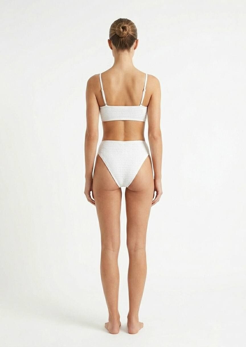 SHEIN Minimalist Crinkle Textured Bikini Set with High-Waisted Bottoms