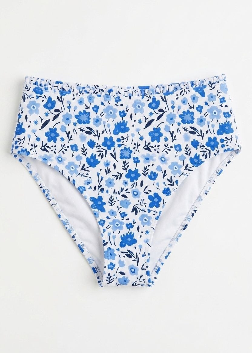 SHEIN Blue Floral High-Waisted Bikini Set