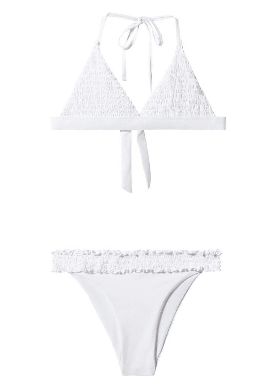 MANGO White Ruffled Bikini Set