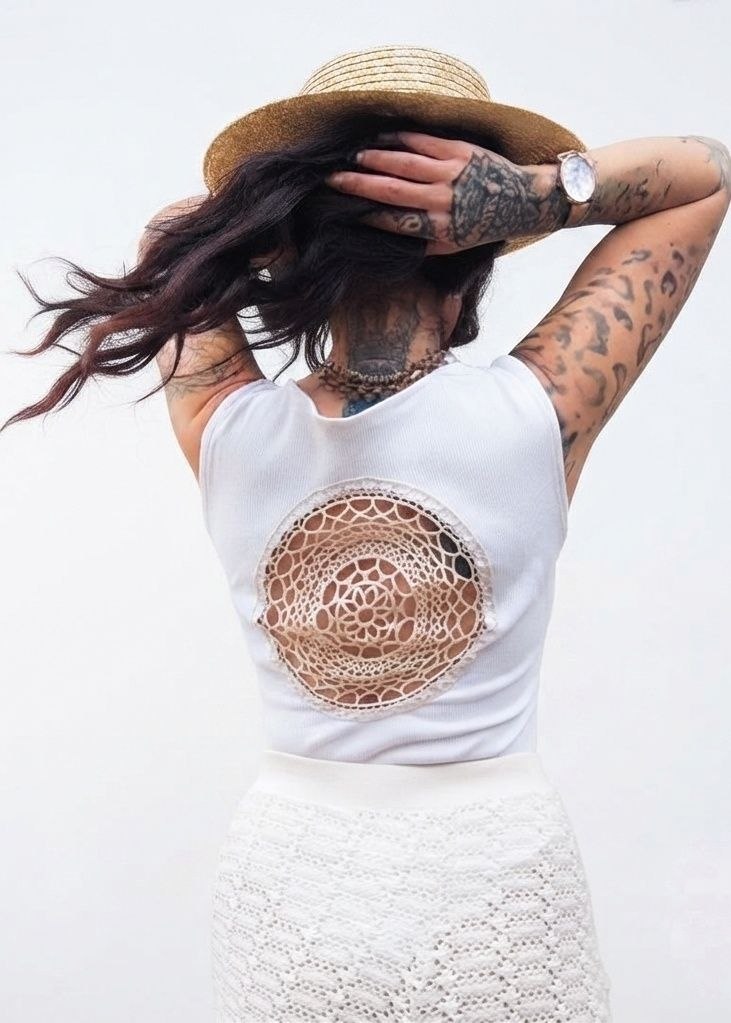 ZARA Ribbed Bodysuit with Crochet Back Detail