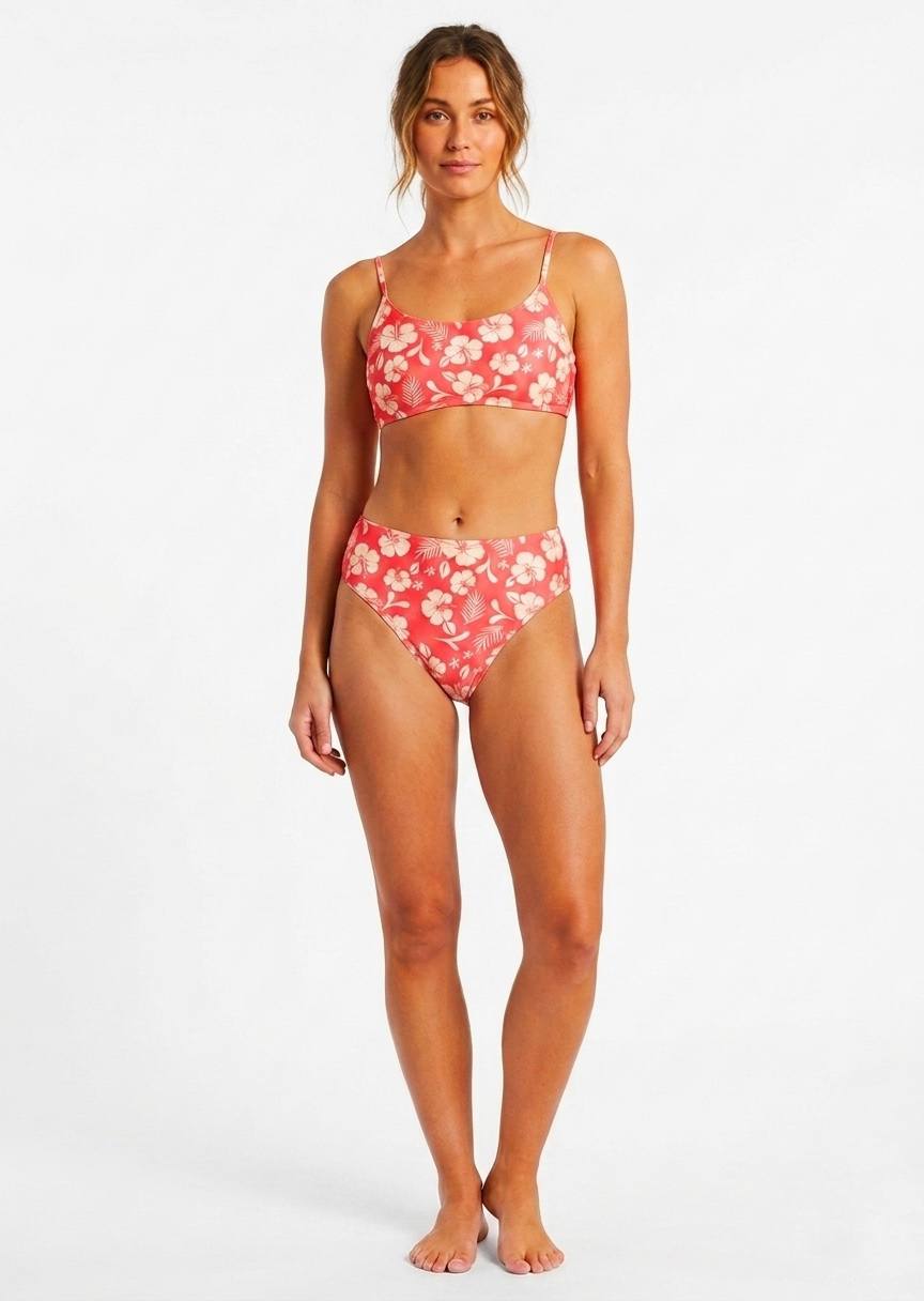 SHEIN Floral Print 3-Piece Bikini Set with Matching Sarong Skirt
