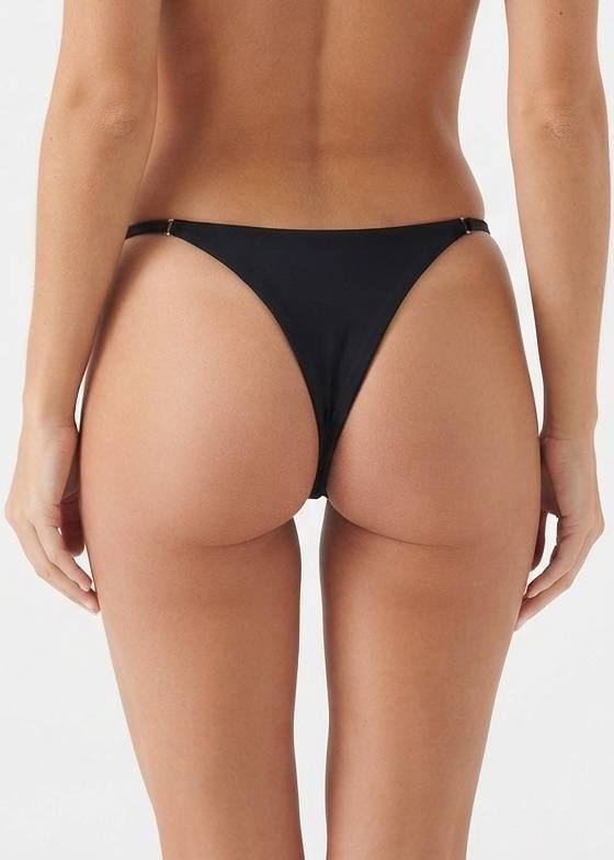 SHEIN Minimalist Black Thong Bikini Bottom