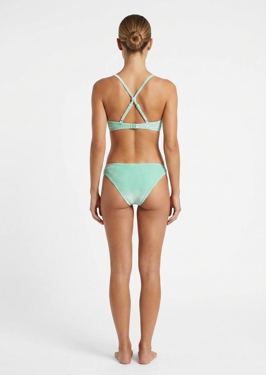 Mint Green Velvet Scoop Bikini Set