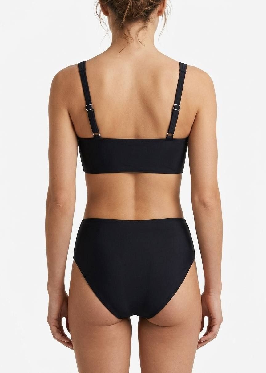 SHEIN Women's Black Square Neck High Waisted Bikini Set