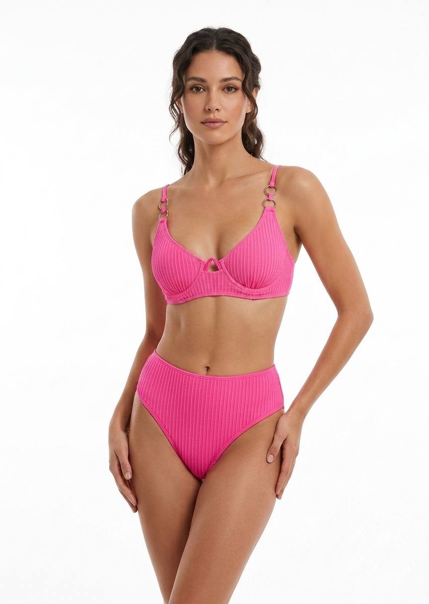 SHEIN High-Waisted Hot Pink Bikini Set