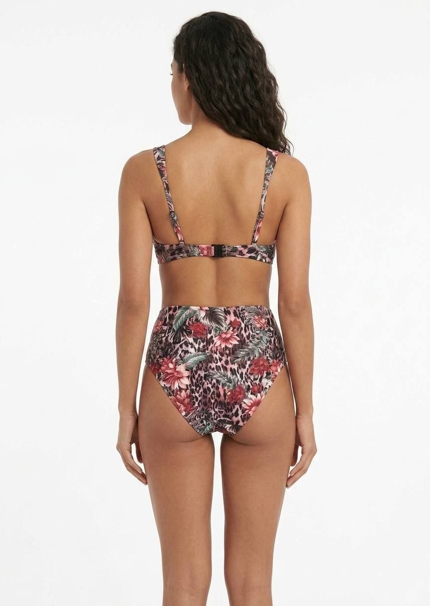 HUNKEMOLLER Tropical  PUSH UP Leopard Print Twist-Front Bikini Set