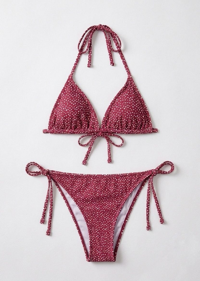 MANGO Polka Dot Halter Bikini Set