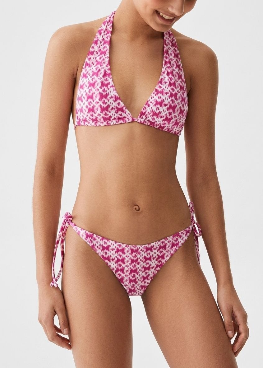 MANGO Pink Printed Halter Bikini Set