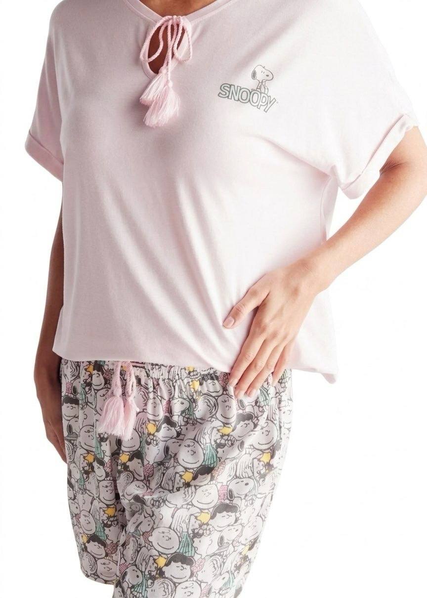 MIX BRAND Snoopy Print T-shirt and Shorts Set