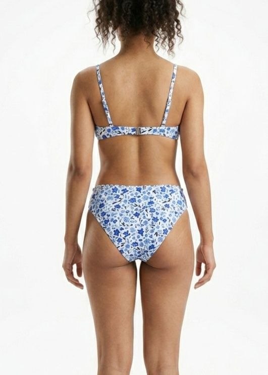 SHEIN Blue Floral High-Waisted Bikini Set