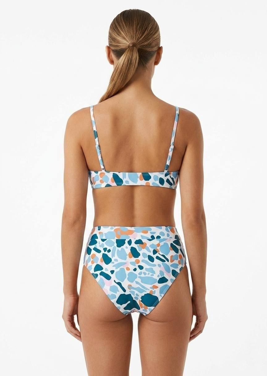 SHEIN Abstract Terrazzo Print Bikini with Sarong Cover-up