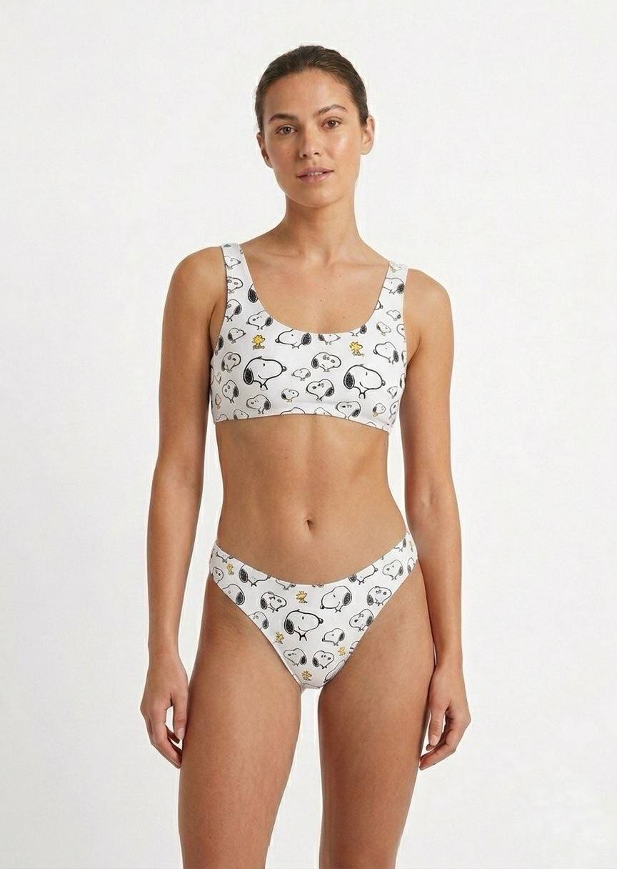 ROMWE Women's Reversible Bikini Set - Snoopy Graphic Print