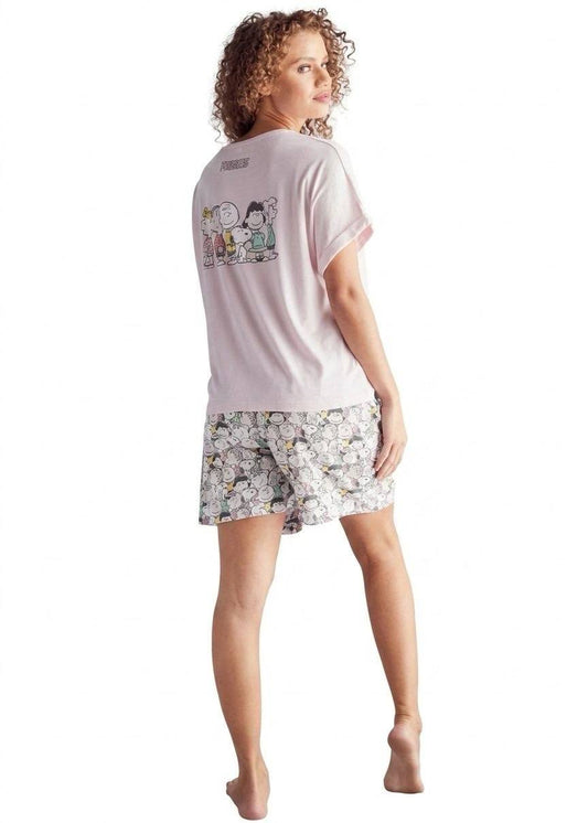 MIX BRAND Snoopy Print T-shirt and Shorts Set