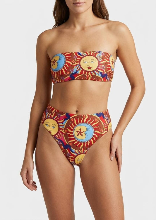 SHEIN Celestial Sun and Moon Bandeau Bikini Set