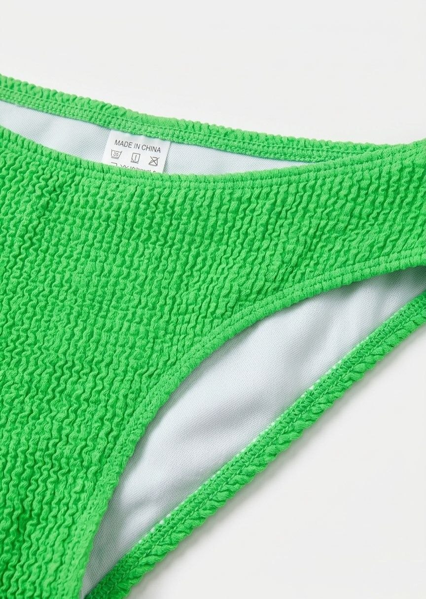 SHEIN Textured Scoop Neck High-Leg Bikini Set
