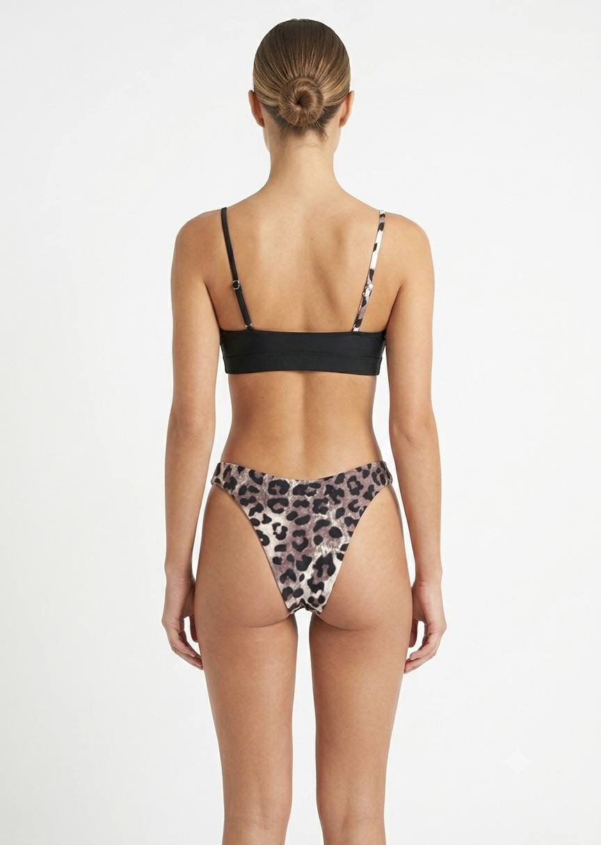 SHEIN Two-Tone Leopard Print Bikini Set