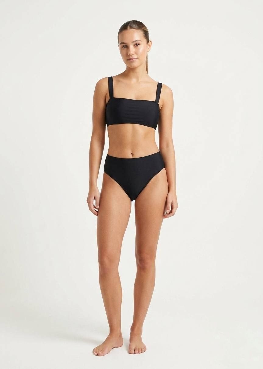 SHEIN Women's Black Square Neck High Waisted Bikini Set