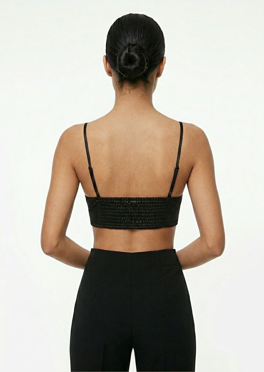 SHEIN Women's Satin Bralette Crop Top - Black