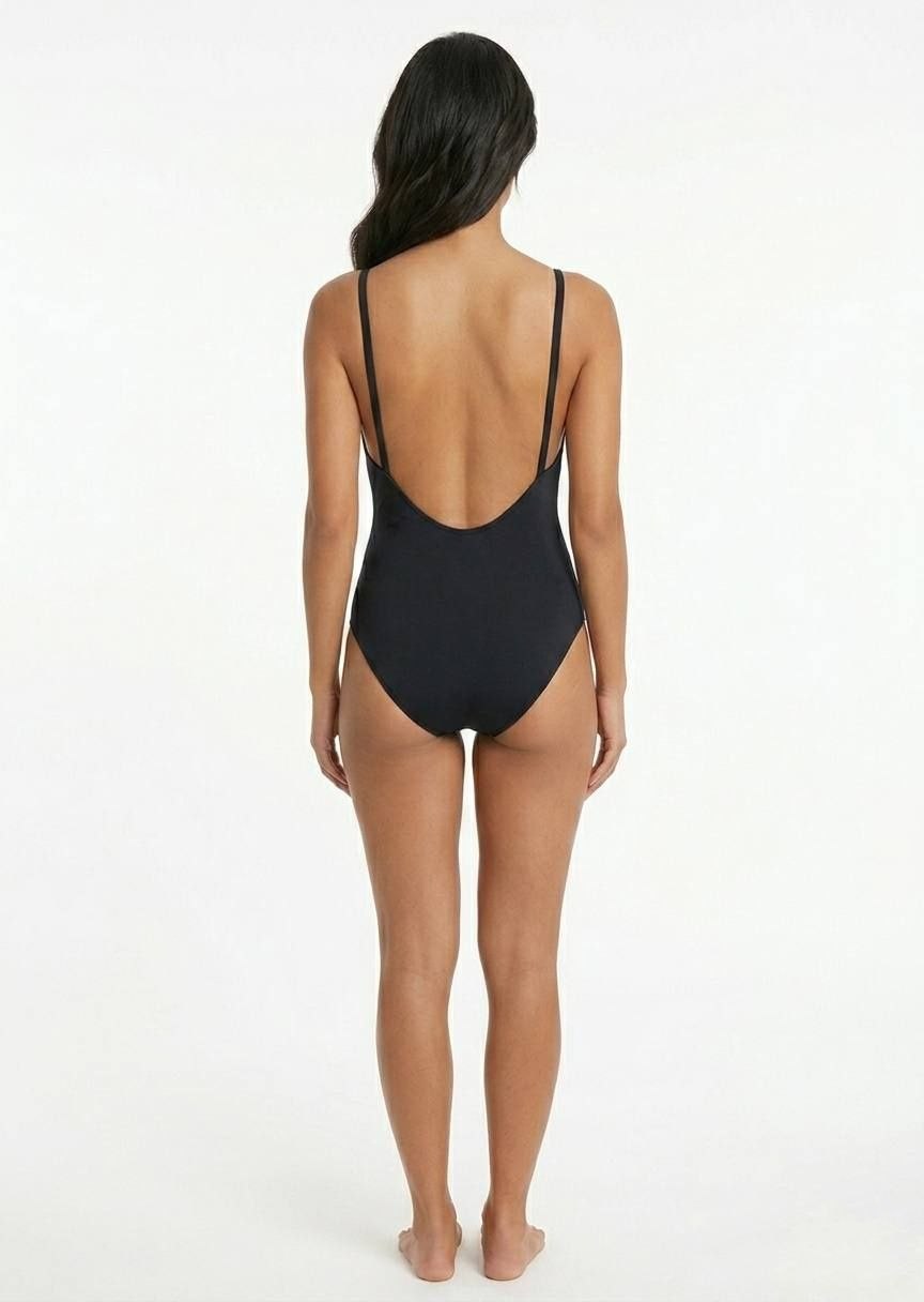 HUNKEMOLLER Plunging V-Neck Ruched One-Piece Swimsuit