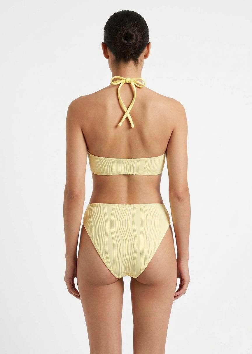 SHEIN Women’s Textured Asymmetric One-Piece Swimsuit – Pale Yellow