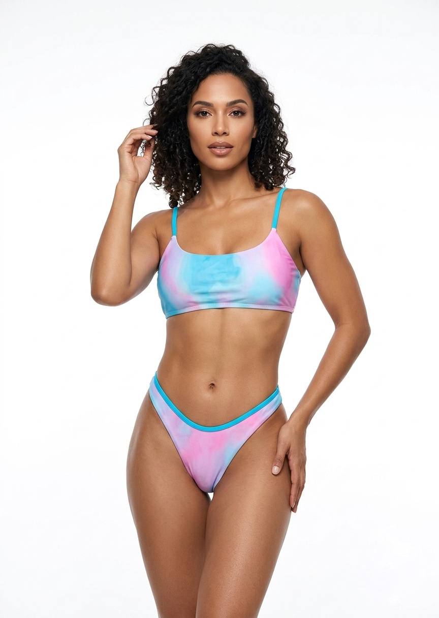 Tie-Dye Scoop Neck Bikini Set