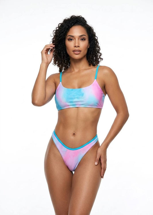 Tie-Dye Scoop Neck Bikini Set