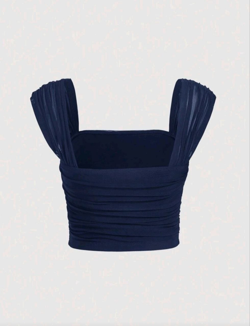 SHEIN MOD Square Neck Ruched Summer Bodycon Crop Tank Top