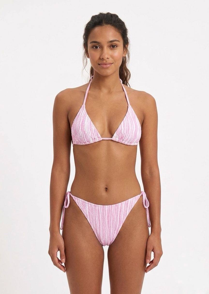 SHEIN Women’s Striped Triangle Bikini Set with Side-Tie Bottoms