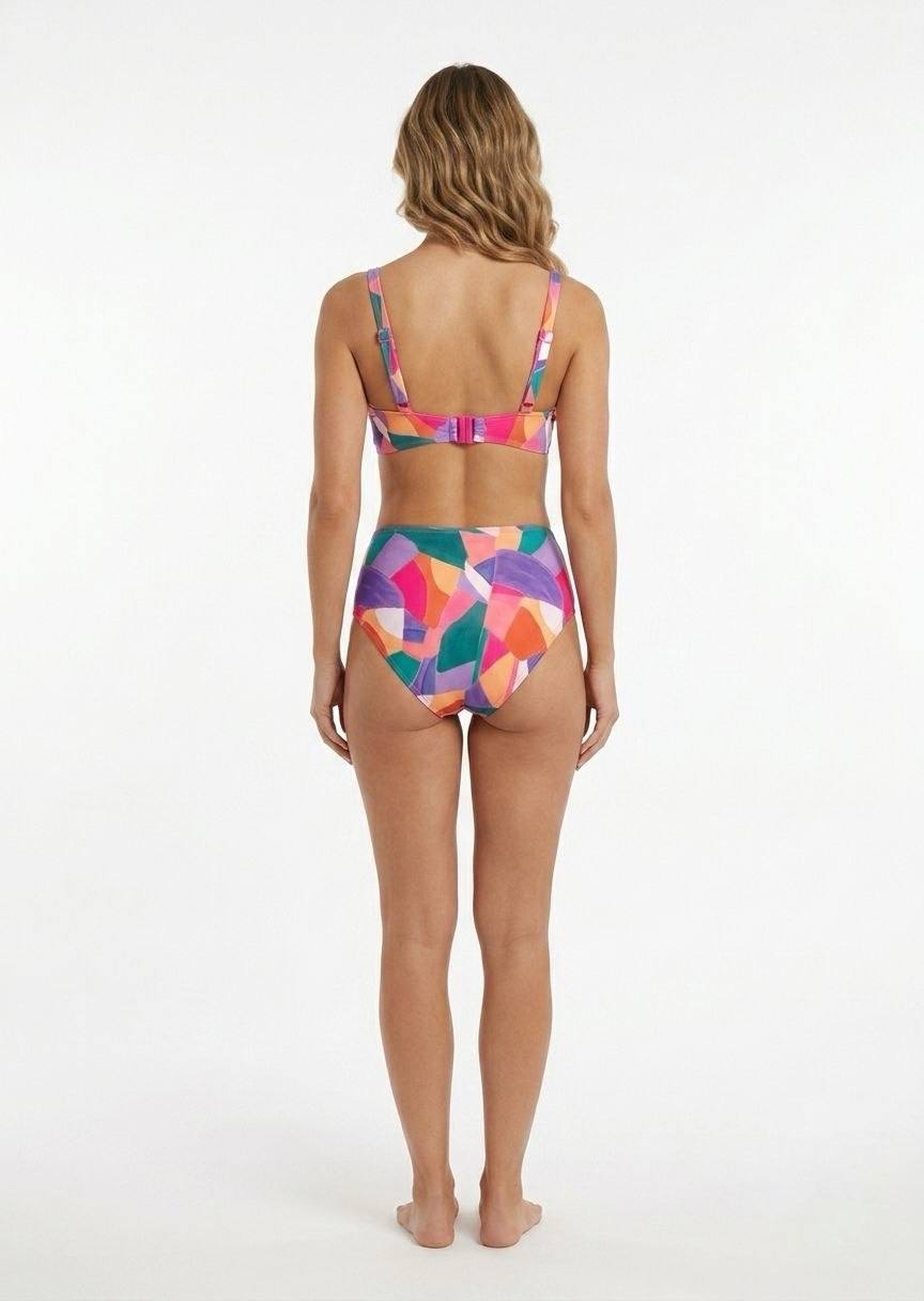 TU  BRAND Abstract Print High-Waisted Bikini Set