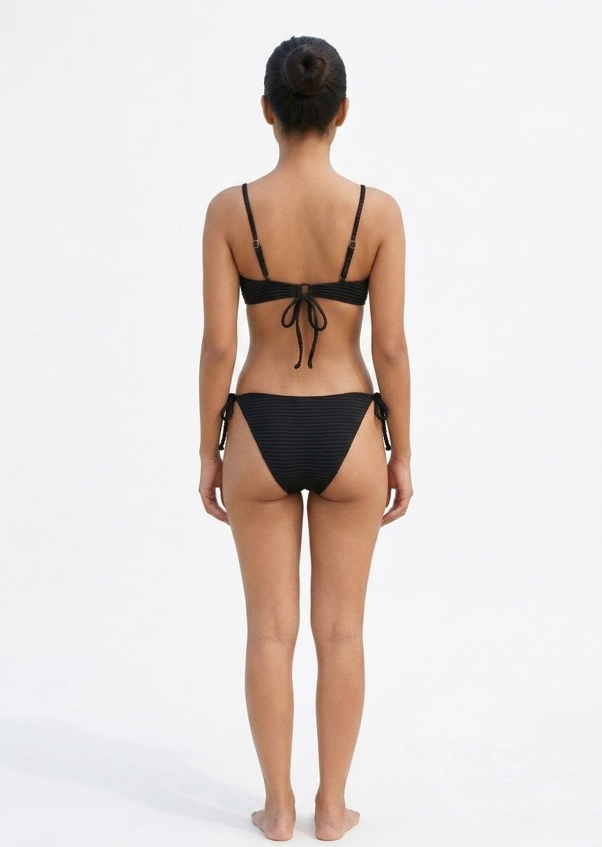 SHEIN Textured Black Underwire Bikini Set