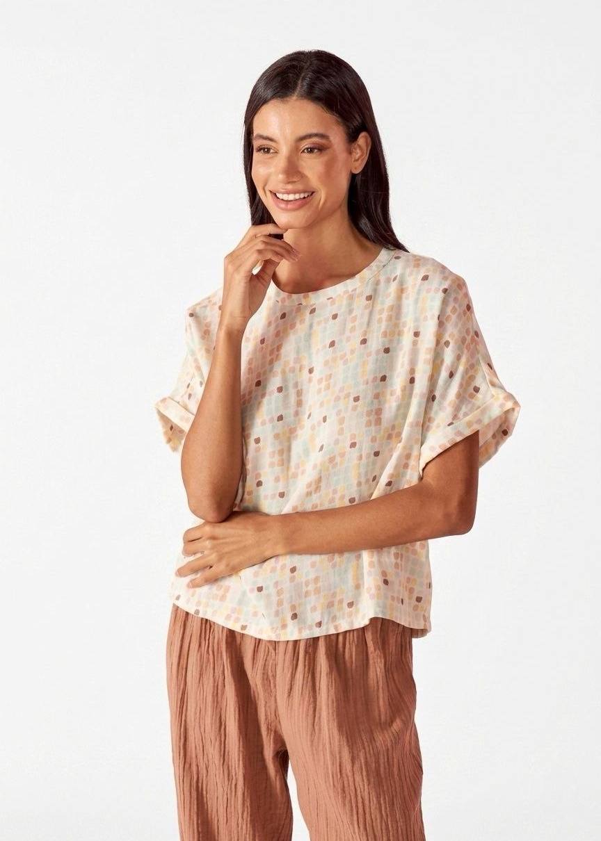 MAX BRAND All-Over Print Cotton T-shirt and Plain Pyjama Set