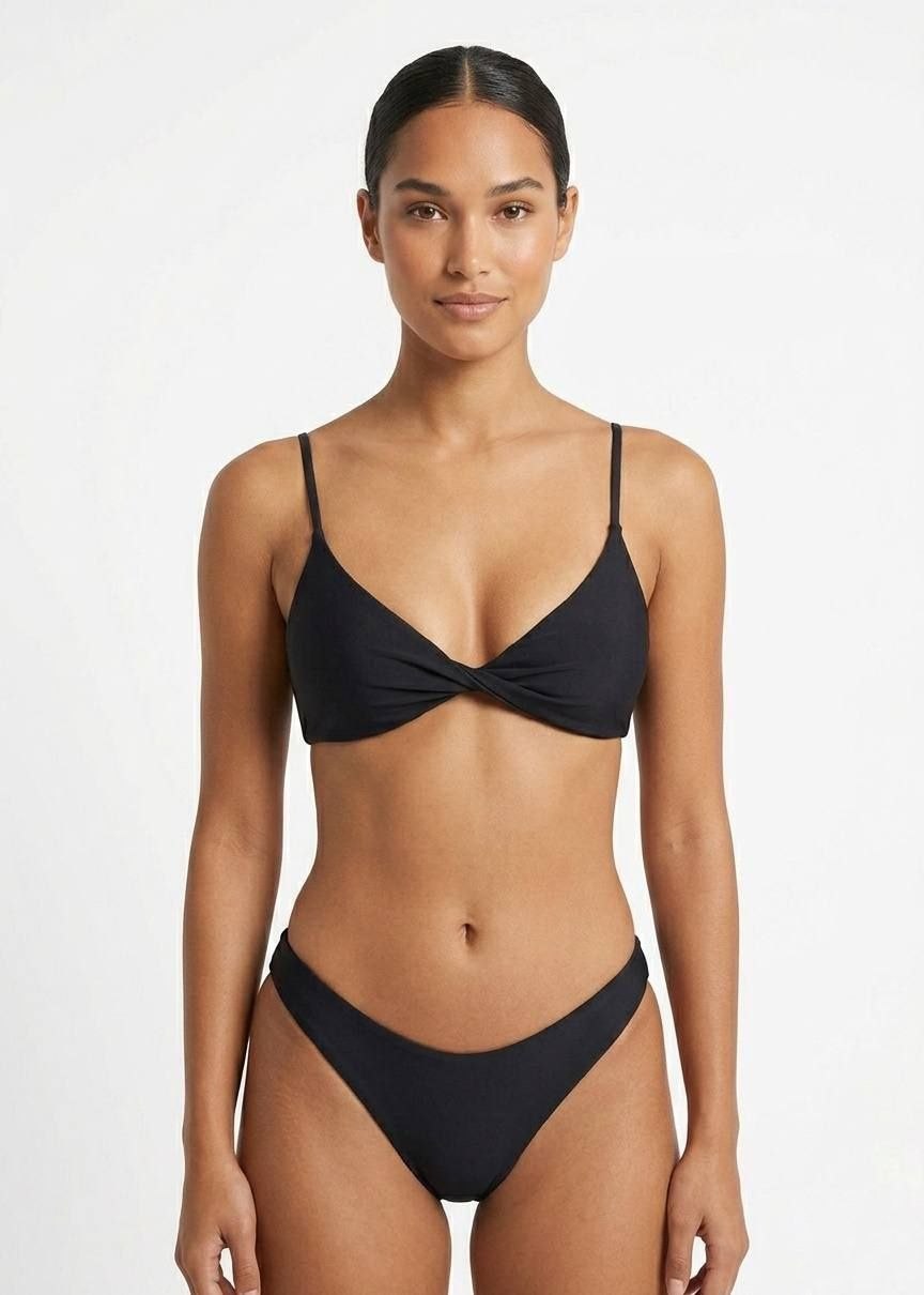 SHEIN Classic Twist-Front V-Neck Bikini Set