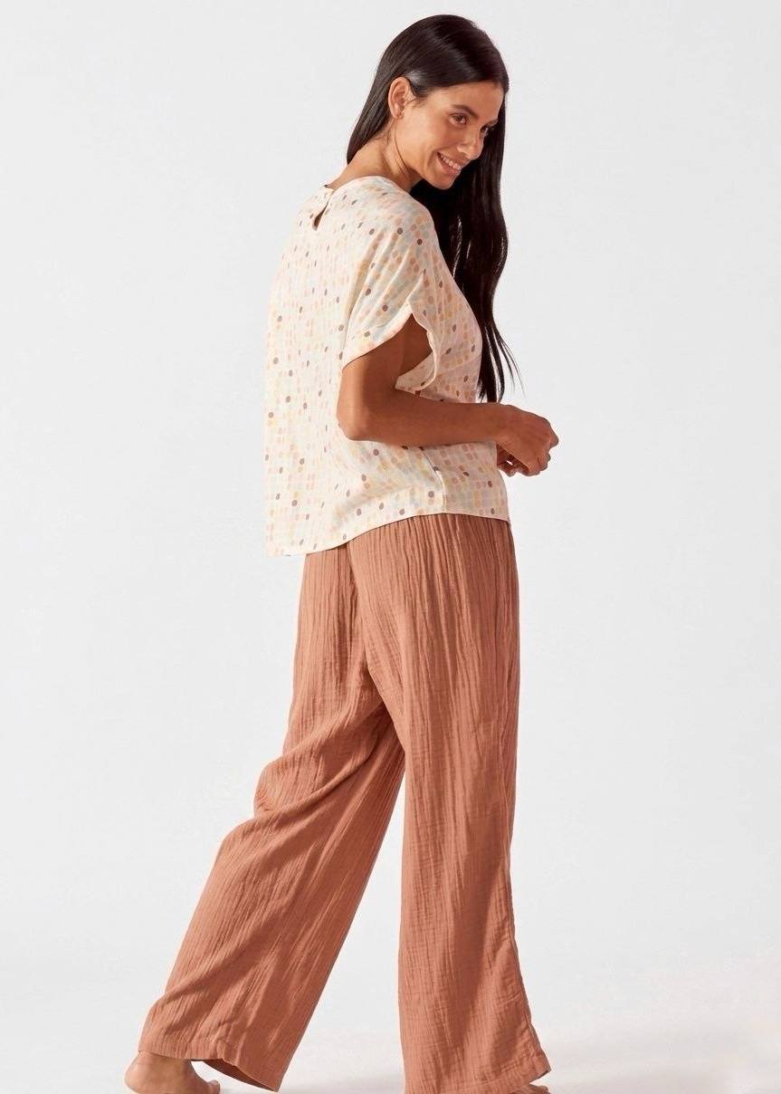 MAX BRAND All-Over Print Cotton T-shirt and Plain Pyjama Set