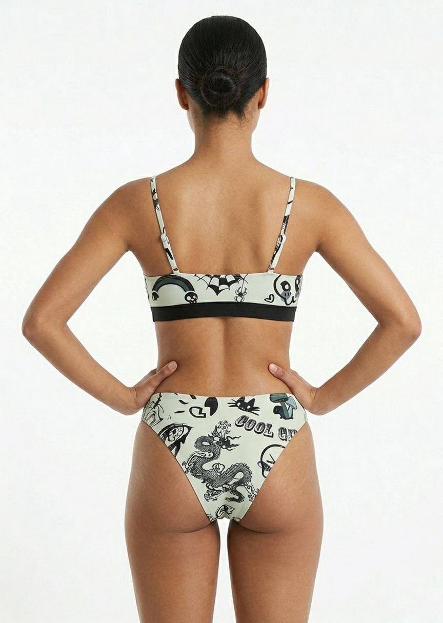 Women's Graphic Print 3-Piece Bikini & Mesh Pant Set