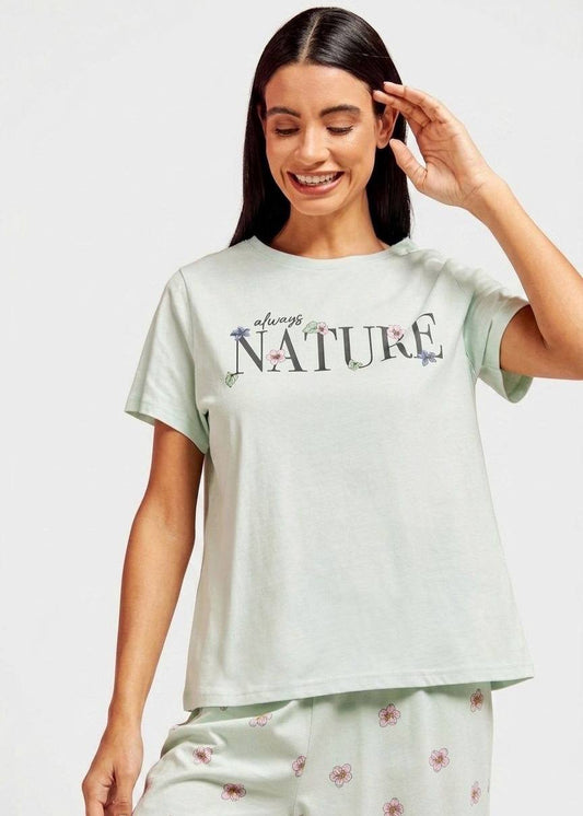 MAX BRAND Floral Print Short Sleeve Pyjama Set - 2 Pieces