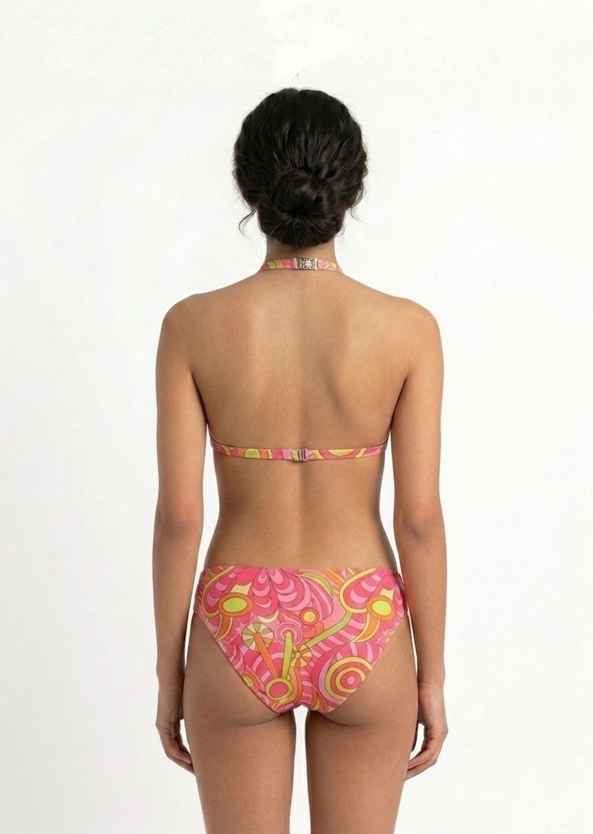 SHEIN Retro Psychedelic Floral 4-Piece Bikini Set with Sarong and Bandana