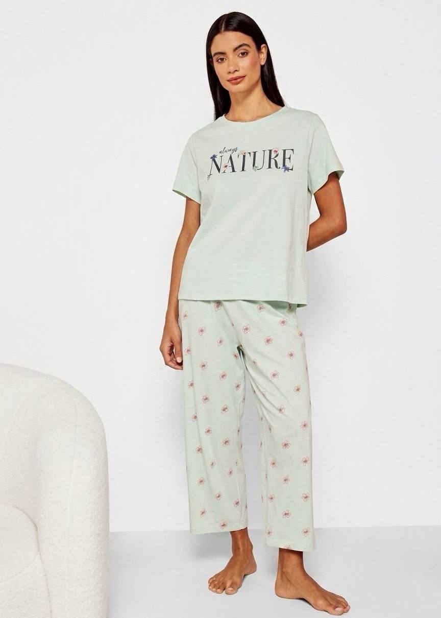 MAX BRAND Floral Print Short Sleeve Pyjama Set - 2 Pieces