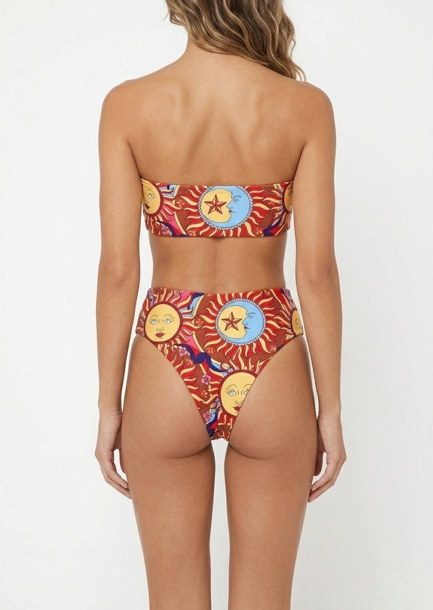 SHEIN Celestial Sun and Moon Bandeau Bikini Set