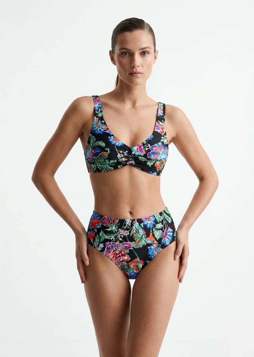 SPLASH Floral Print High-Waisted Bikini Set