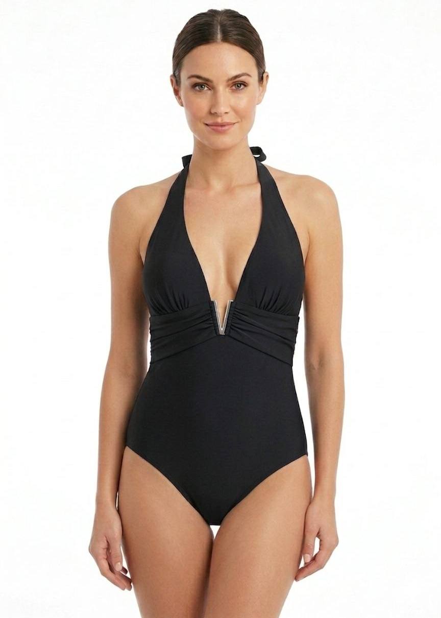 Splash Elegant V-Neck Halter One-Piece Swimsuit