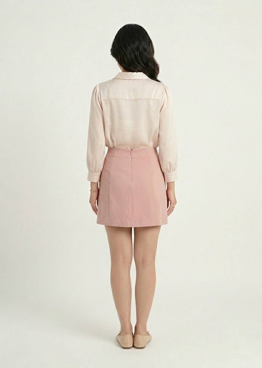 Women's High-Waisted Mini Skirt with Front Slit Detail